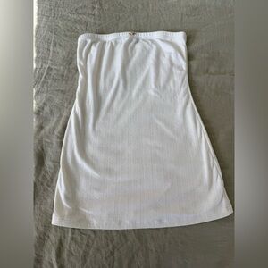 White Strapless Dress - pointelle/terry